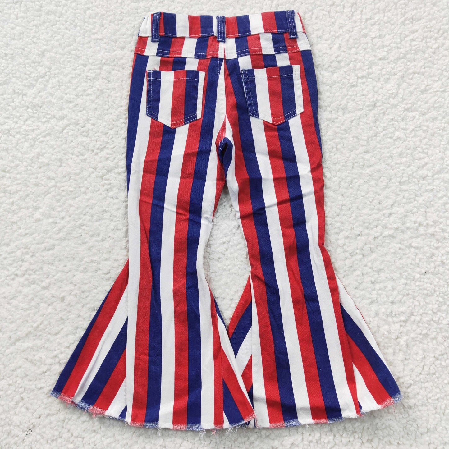 P0105 Girls 4the of July stripes Denim Bell Bottom Jeans