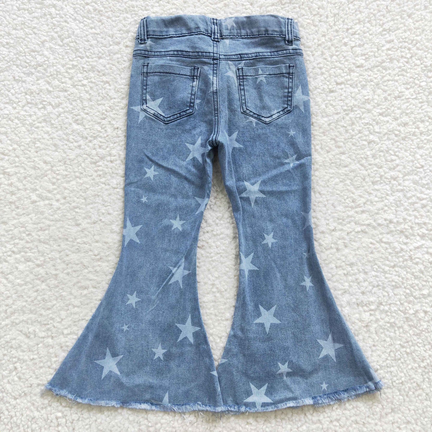P0108 Girls Star Western Denim Bell Jeans Pants