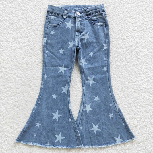 P0108 Girls Star Western Denim Bell Jeans Pants