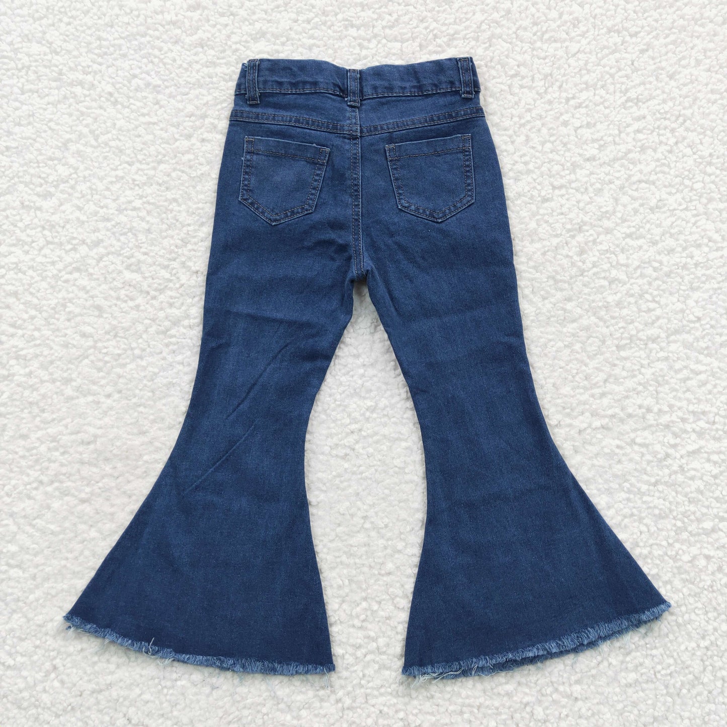 P0126 Girls Blue Bleached Denim Bell Bottom Western Jeans