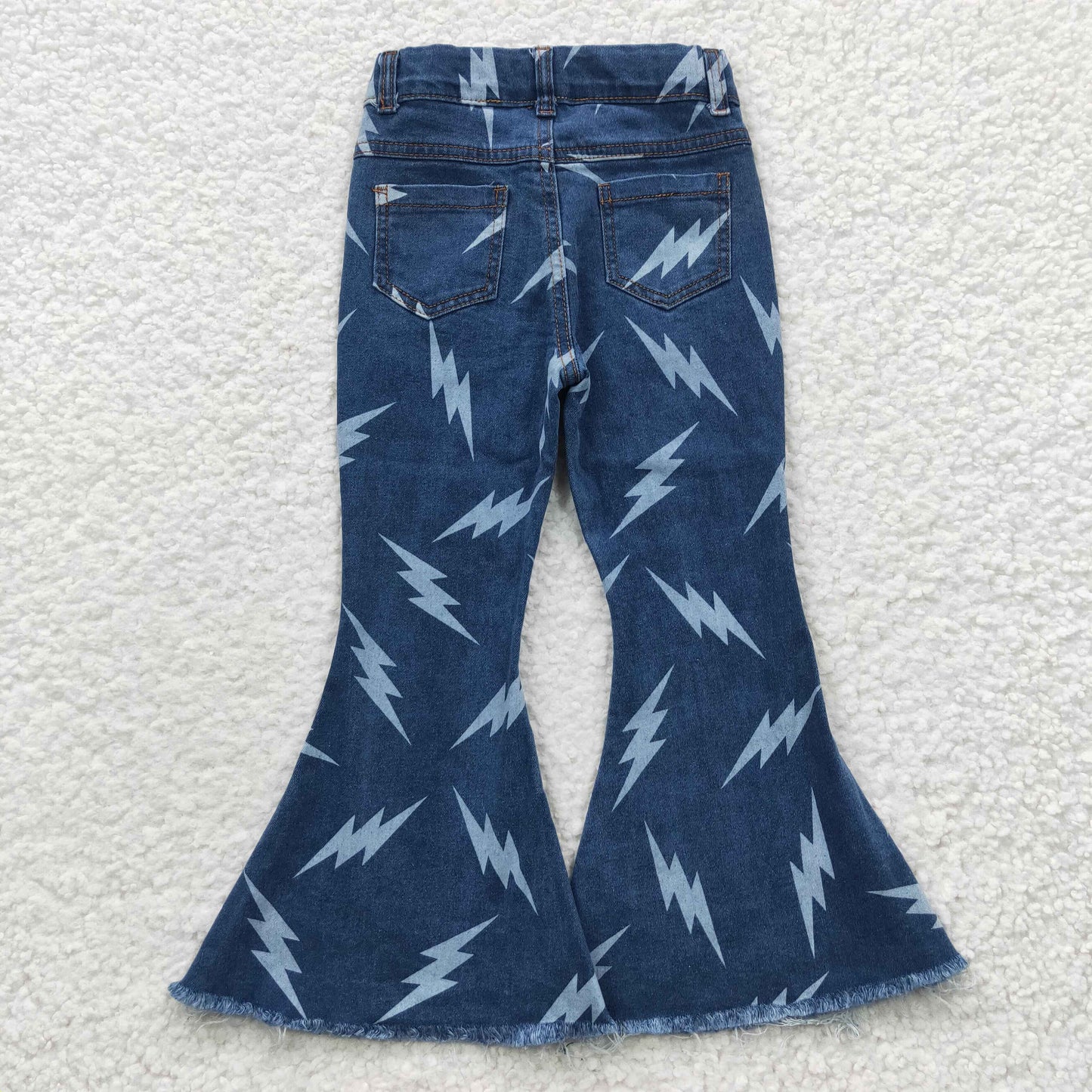 P0128  Girls Blue Flash Denim Bell Bottom Jeans