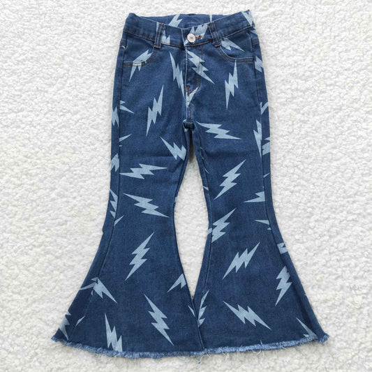P0128  Girls Blue Flash Denim Bell Bottom Jeans