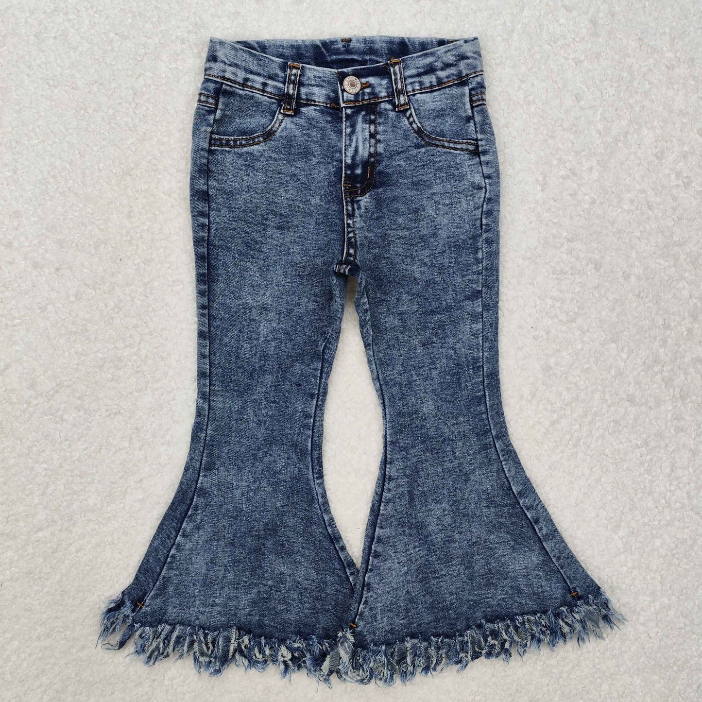 P0132 Blue Tassels Denim Bell Bottom Jeans Girls Pants