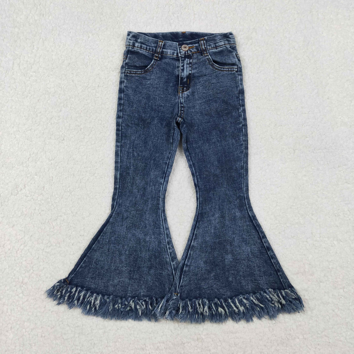P0132 Blue Tassels Denim Bell Bottom Jeans Girls Pants
