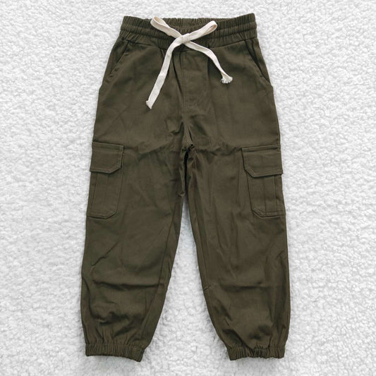 Kids brown cargo pockets cool pants P0135