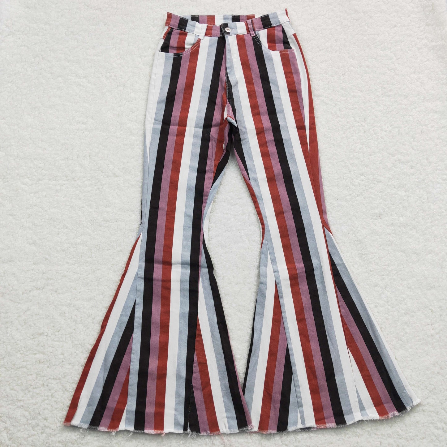 P0152 Adult stripes denim bell bottom jeans