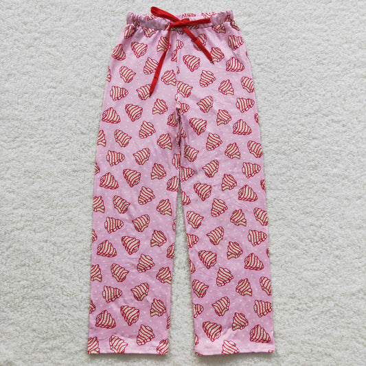 P0155 Adult pink Christmas little debbie cakes pajamas pants