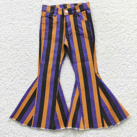 P0157   Girls purple stripes denim bell bottom Halloween jeans