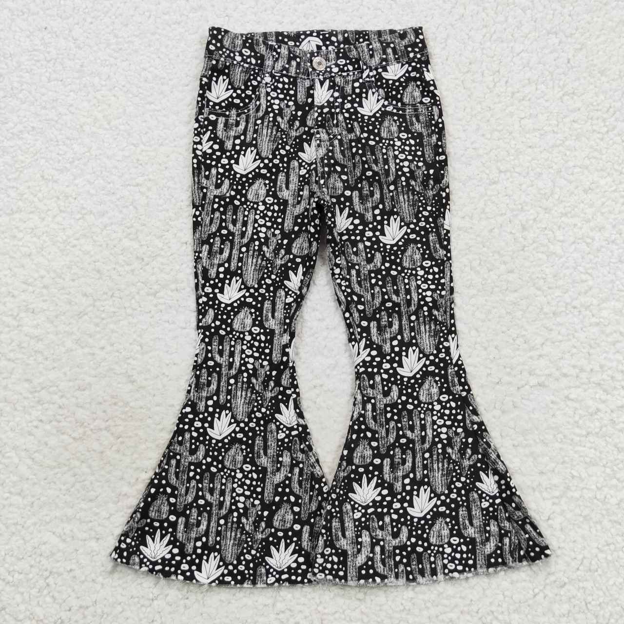 8 Print Denim Fabric Bell Bottom Jeans Girls Western Pants