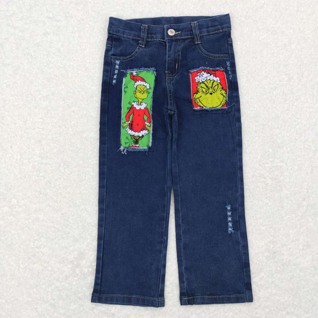 BLP0225 Christmas Frog Distressed Denim Pants Boys Clothes Set