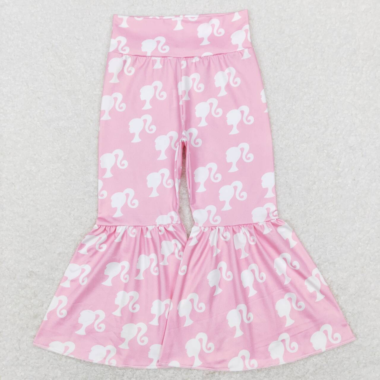 P0264 Girls Pink BA Print Bell Bottom Pants