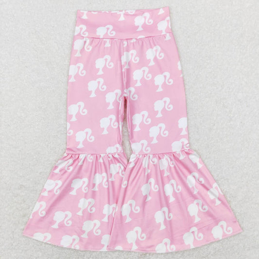 P0264 Girls Pink BA Print Bell Bottom Pants