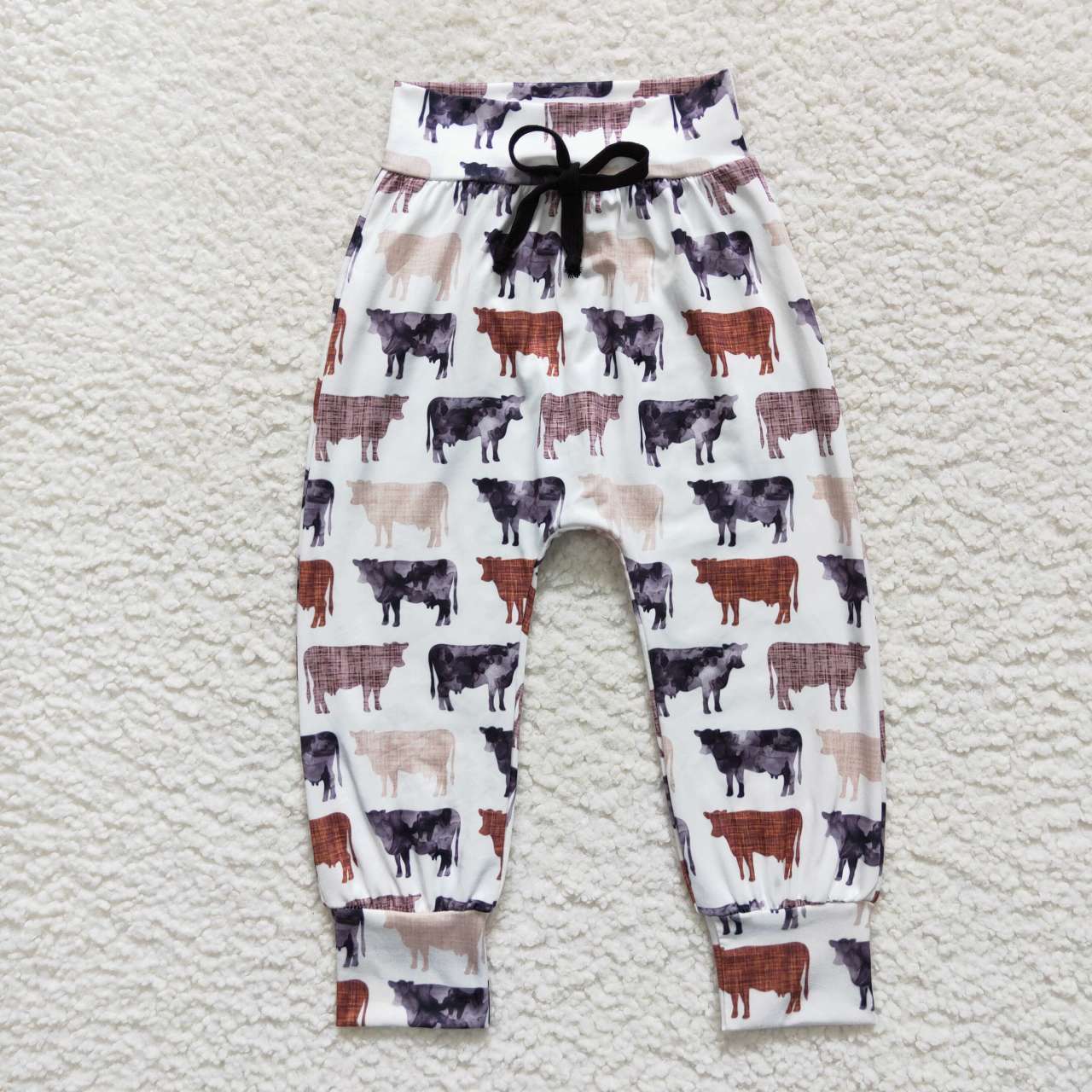 P0272 Kids cow print pants with baby hat