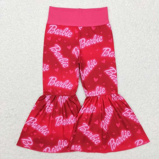 P0275 Girls Hot Pink BA Print Bell Bottom Pants