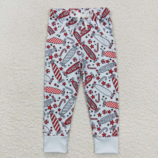 P0287 Candy cane scooter print kids Christmas pants
