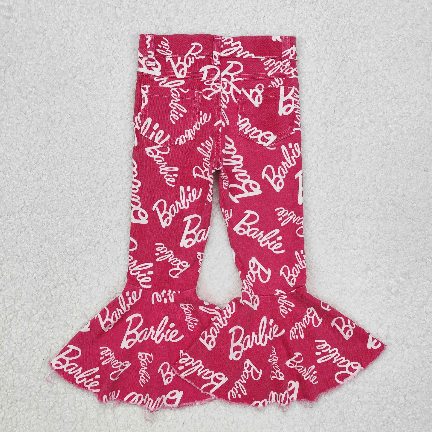 P0295 Hot Pink BA Print Denim Bell Bottom Jeans Girls Pants