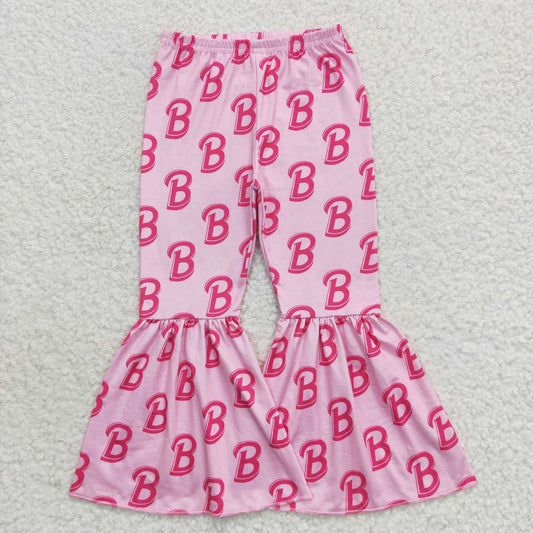 P0306 Pink BA Print Girls Bell Bottom Pants