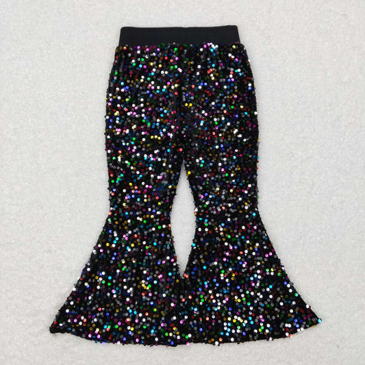 P0329 Girls Colorful Sequin Bell Bottom Pants