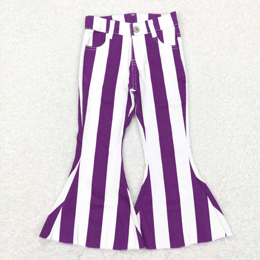 P0331 Purple Stripes Denim Bell Bottom Jeans Girls Pants