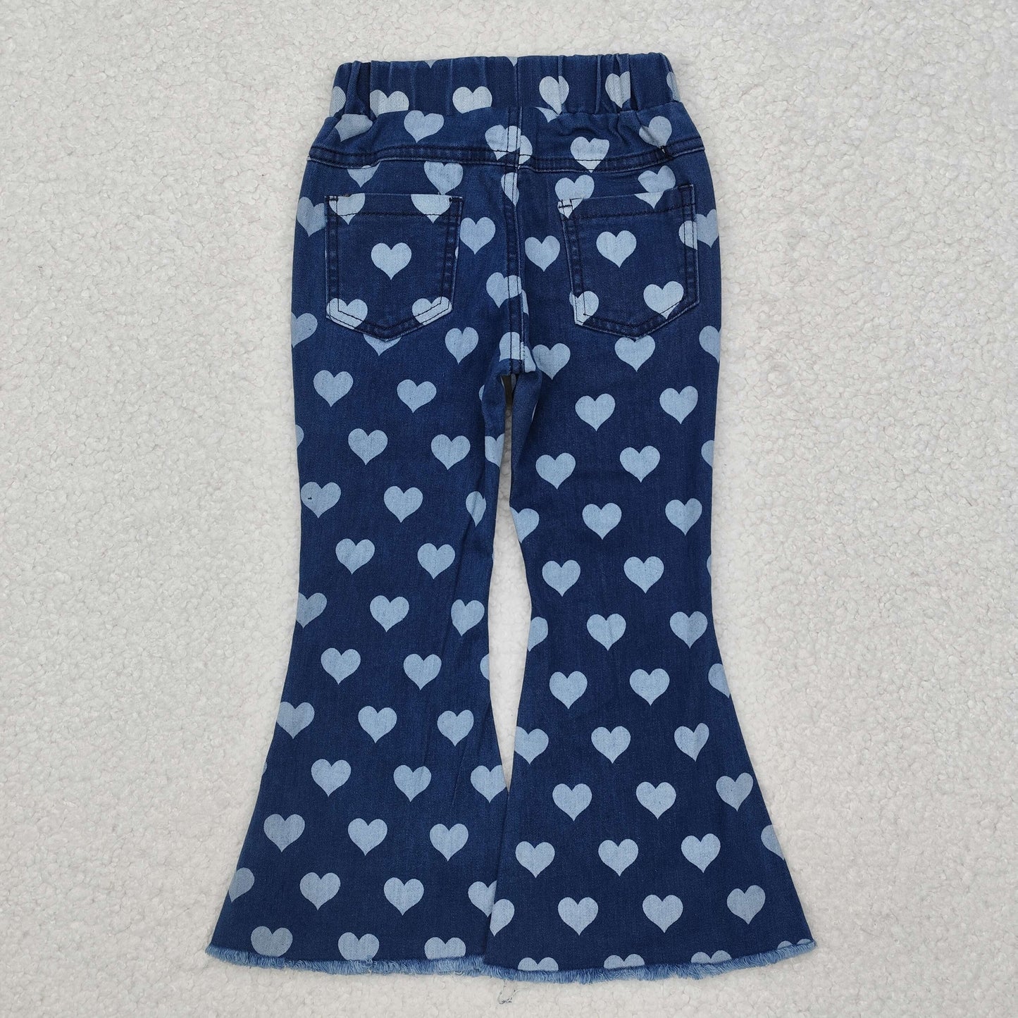 P0333 Heart Denim Bell Bottom Jeans Girls Valentine's Pants