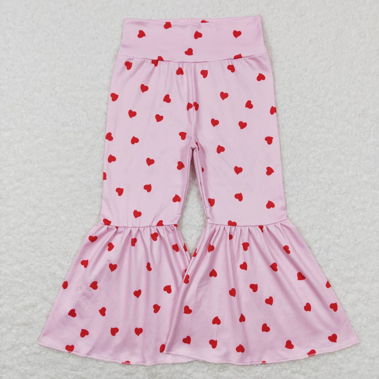 GLP1105 Heart Pink Baby Girls Sweater Cardigan Top Bell Bottom Pants Girls Valentine's Clothes Set