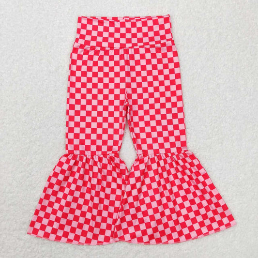 P0340 Pink Plaid Bell Pants Girls Valentine's Clothes