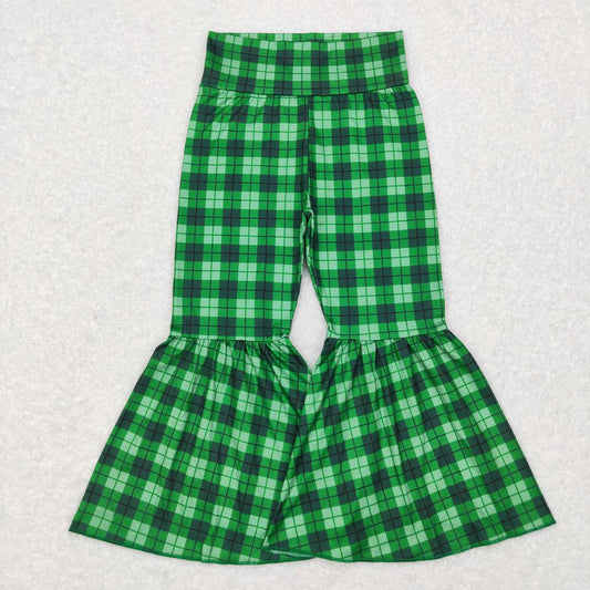P0341 Green Plaid Bell Pants Girls St. Patrick's Clothes