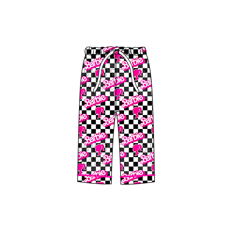 (Pre-order) P0355 Pink BA Black Plaid Print Adult Pajamas Pants