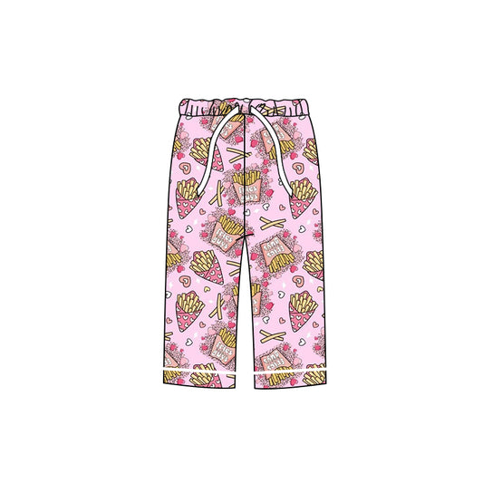 (Pre-order) P0357 Pink Fries Heart Print Adult Pajamas Pants