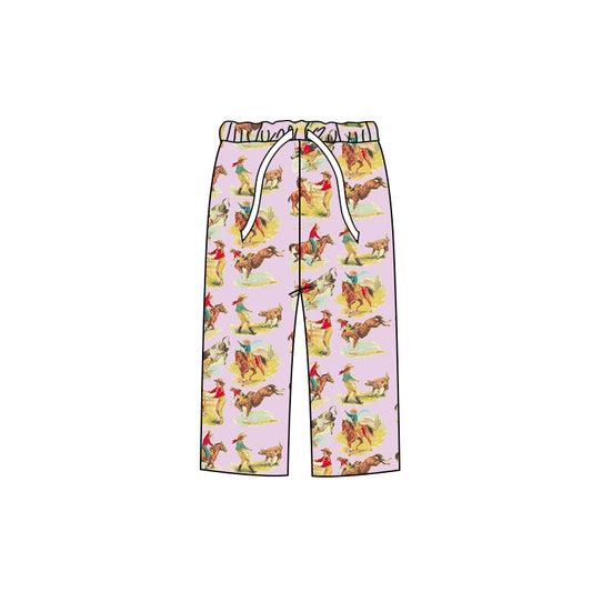 (Pre-order) P0379 Pink Cow Girl Print Adult Pajamas Pants