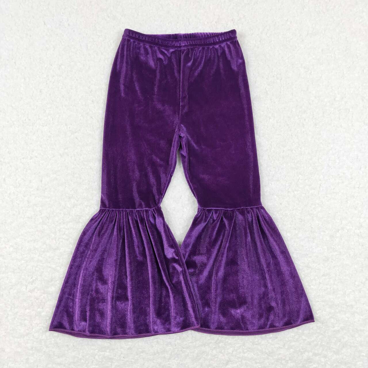 GSPO1280 Purple Happy Mardi Gras Top Purple Velvet Bell Pants Girls Clothes Set