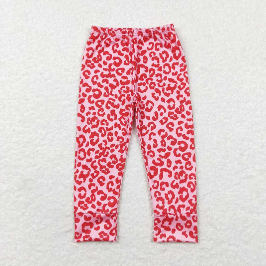 P0386 Pink Red Leopard Print Girls Pants