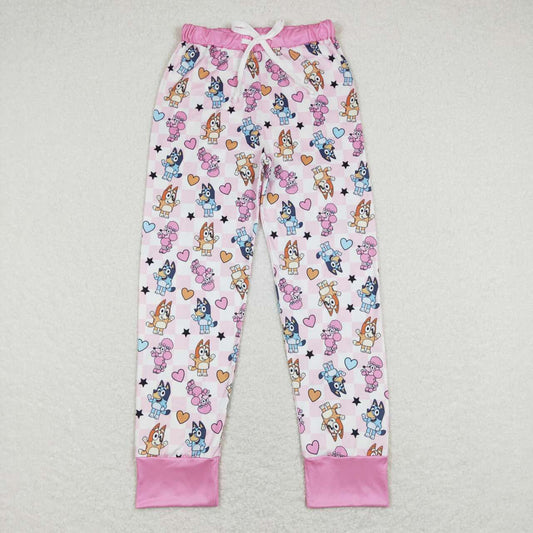 P0393 Cartoon Dog Heart Print Adult Pajamas Valentine's Pants
