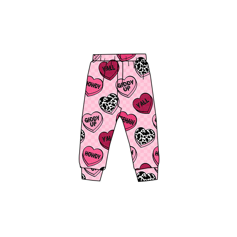 (Pre-order)P0398 Howdy Pink Heart Print Girls Valentine's Pants