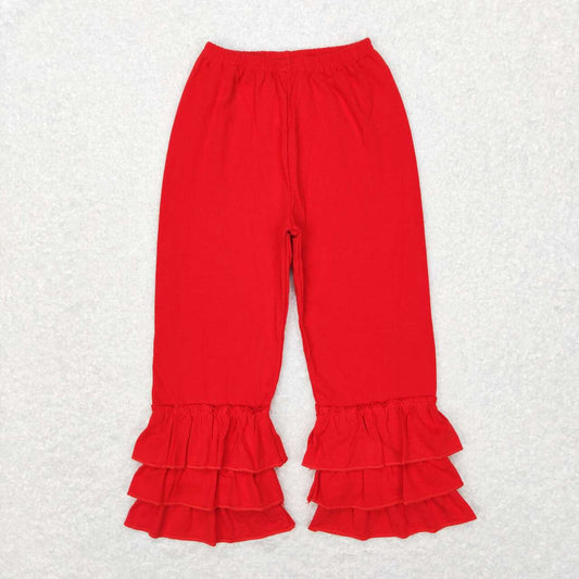P0409 Red Ruffles Girls Cotton Pants