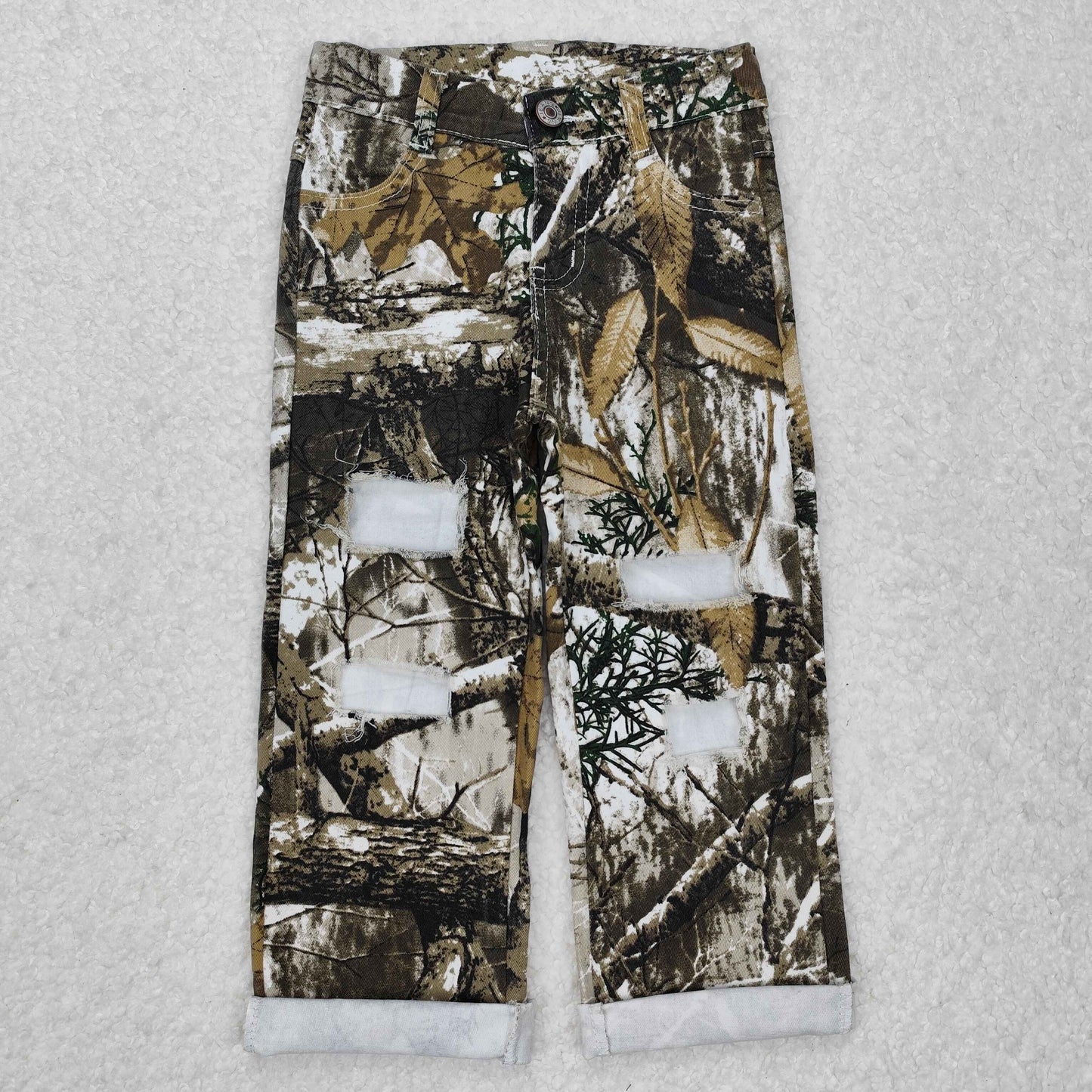 P0410 Branch Camo Denim Hole Jeans Boys Pants