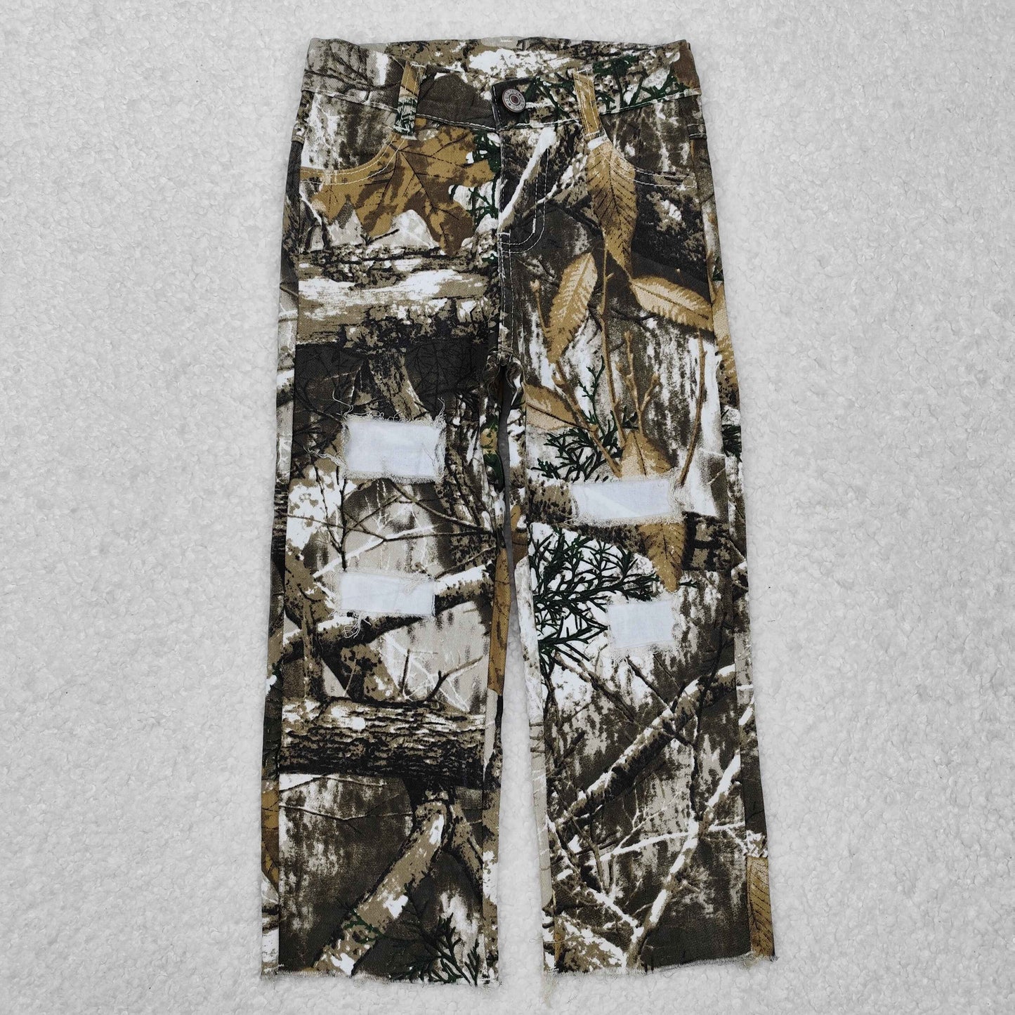 P0410 Branch Camo Denim Hole Jeans Boys Pants