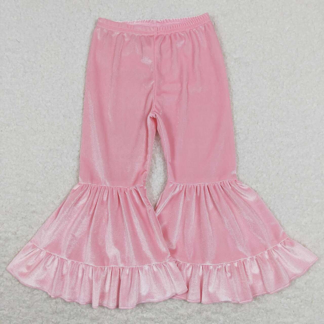 GLP1141 VALEN TINE Top Pink Velvet Bell Pants Girls Valentine's Clothes Set