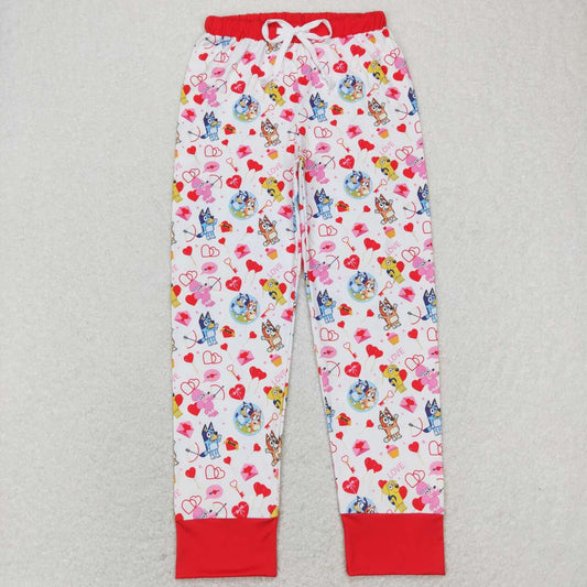 P0418 Adult Cartoon Dog Heart Print Woman Valentine's Pajamas Pants