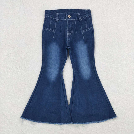P0457   Blue Denim Bell Bottom Jeans Girls Pants