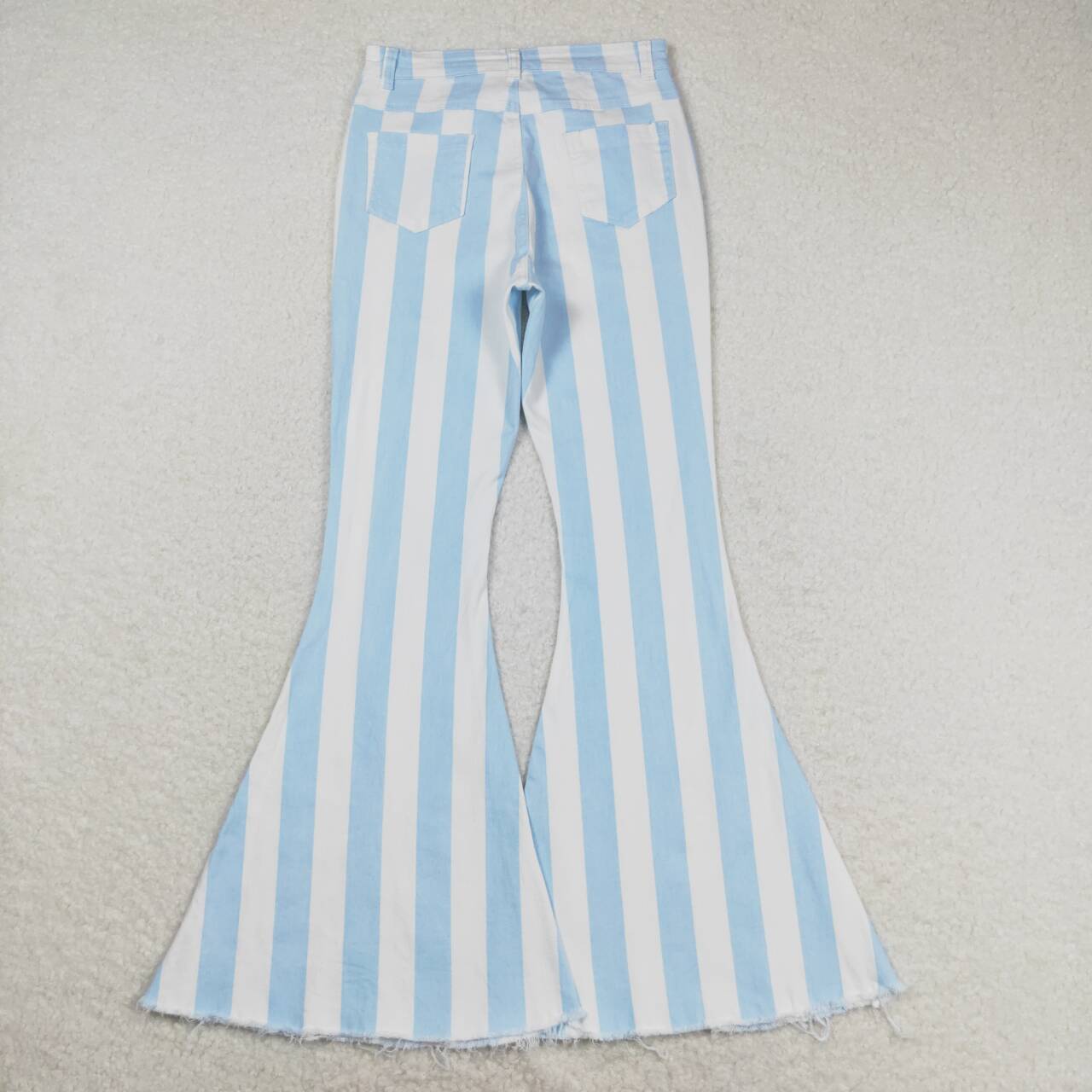 P0458 Adult Blue Stripes Denim Bell Bottom Jeans Woman Pants