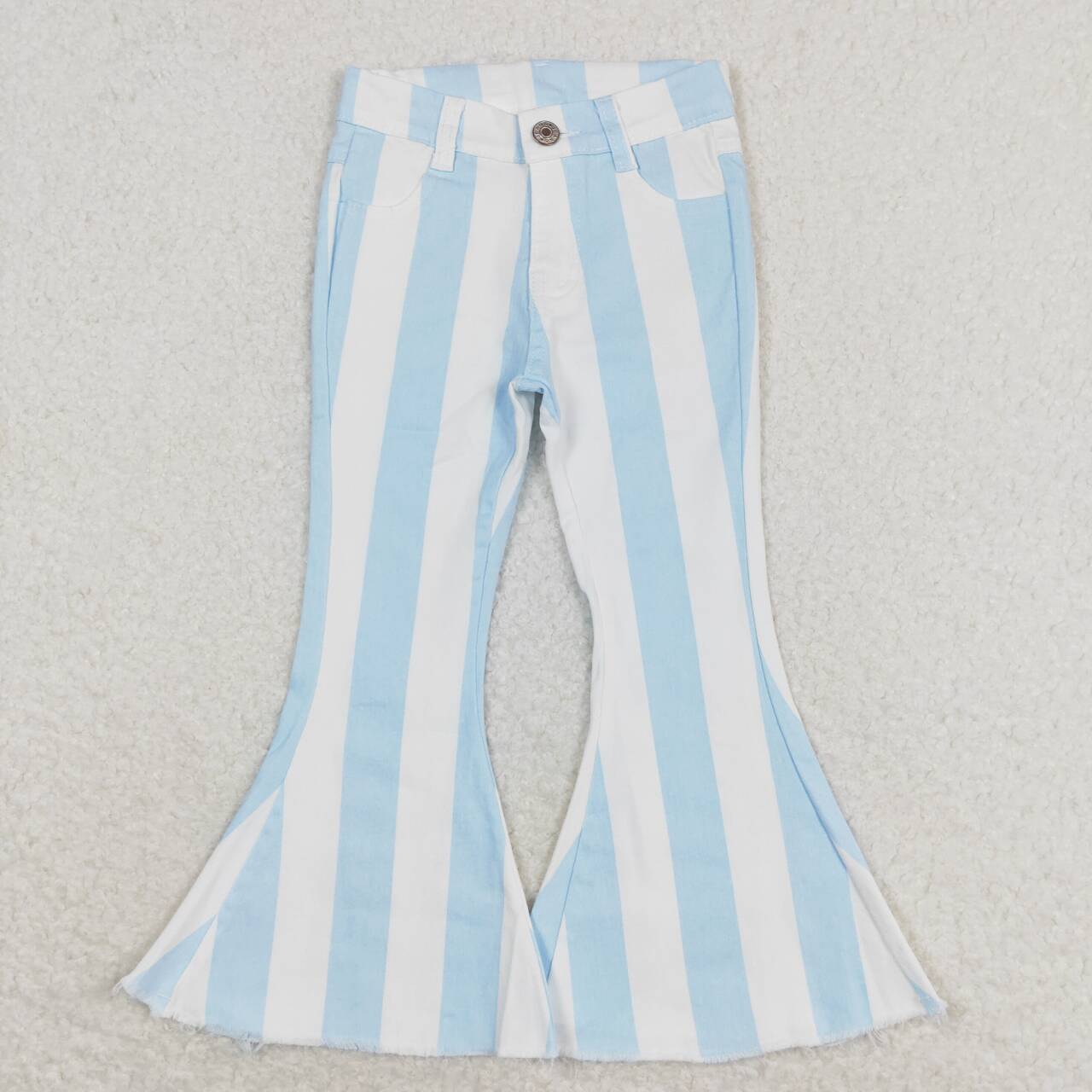 P0469 Blue Stripes Denim Bell Bottom Jeans Girls Pants