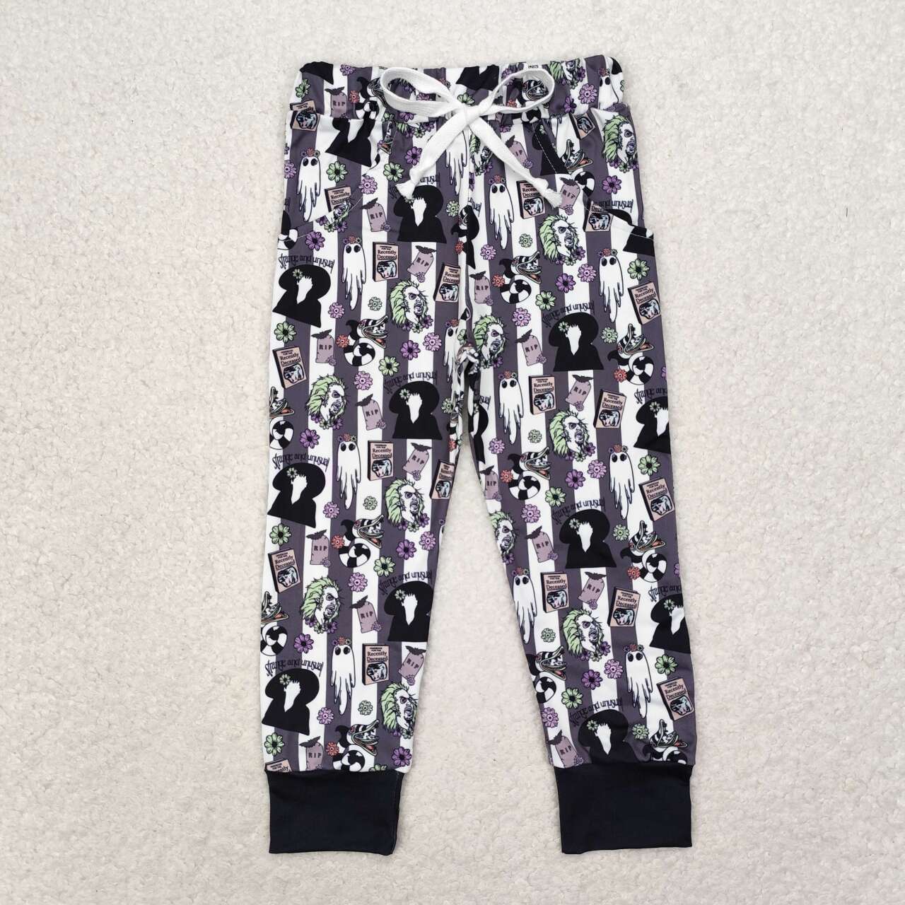 P0480   Ghost Flowers Movie Characters Print Kids Halloween Pants