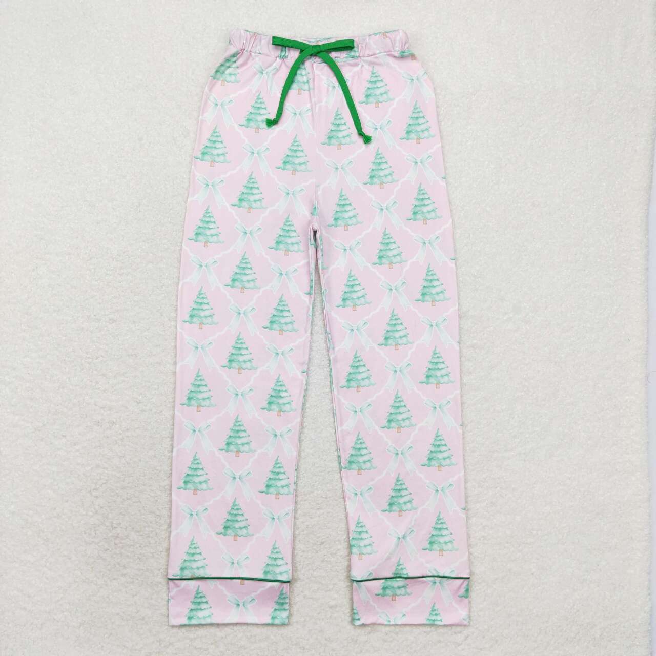 P0491 Christmas Tree Pink Print Adult Pajamas Pants