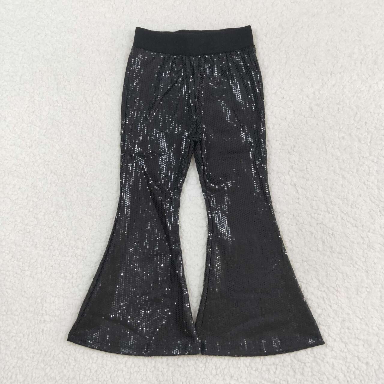 P0495 Black Sequins Girls Bell Bottom Pants