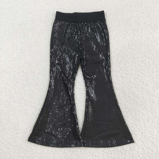 P0495 Black Sequins Girls Bell Bottom Pants