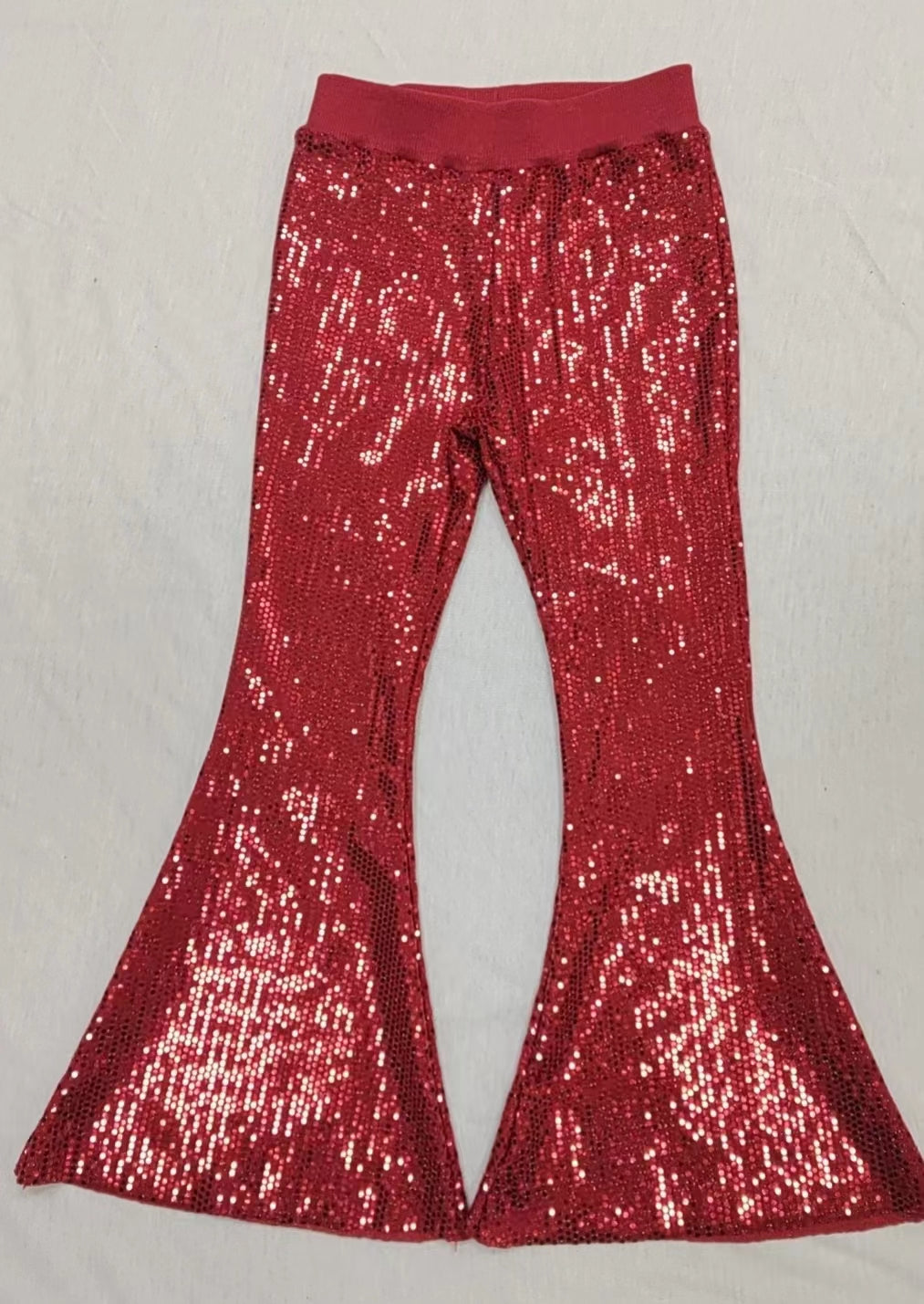 (Pre-order)P0497 Red Sequins Girls Bell Bottom Pants