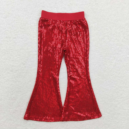 P0497 Red Sequins Girls Bell Bottom Pants