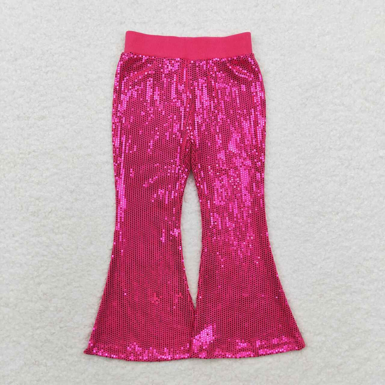 P0499 Hotpink Sequins Girls Bell Bottom Pants