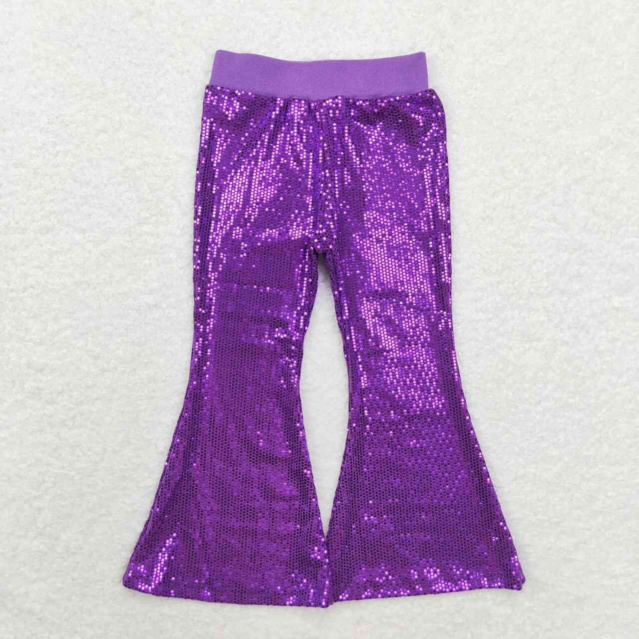 P0500 Purple Sequins Girls Bell Bottom Pants